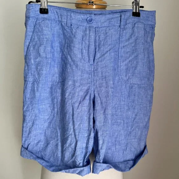 Sportscraft Ladies Light Blue Casual Linen Shorts Size 8 - Picture 2 of 14